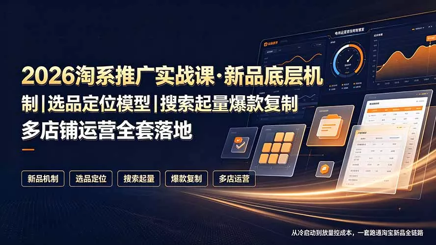 2026淘系推广实战课·新品底层机制|选品定位模型|搜索起量爆款复制多店铺运营全套落地教程-知云阁资源站