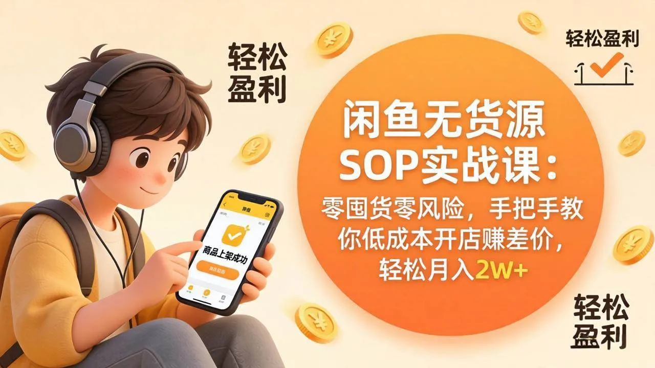 (17838期)闲鱼无货源SOP实战课:零囤货零风险,手把手教你低成本开店赚差价,轻松月入2w+ (17838期)闲鱼无货源SOP实战课:零囤货零风险,手把手教你低成本开店赚差价,轻松月入2w+