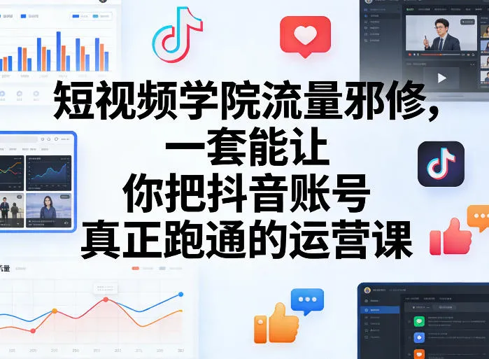 短视频学院流量邪修,一套能让你把抖音账号真正跑通的运营课-知云阁资源站