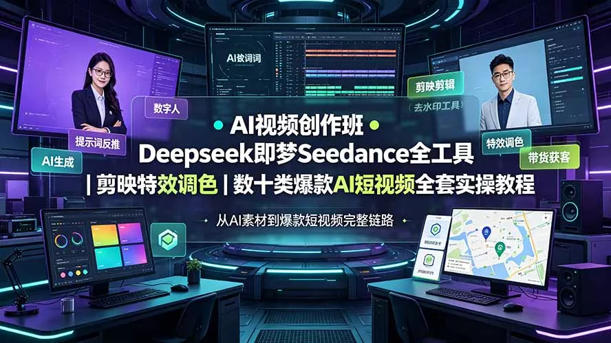 AI视频创作班◆Deepseek即梦Seedance全工具|剪映特效调色|数十类爆款AI短视频全套实操教程-知云阁资源站