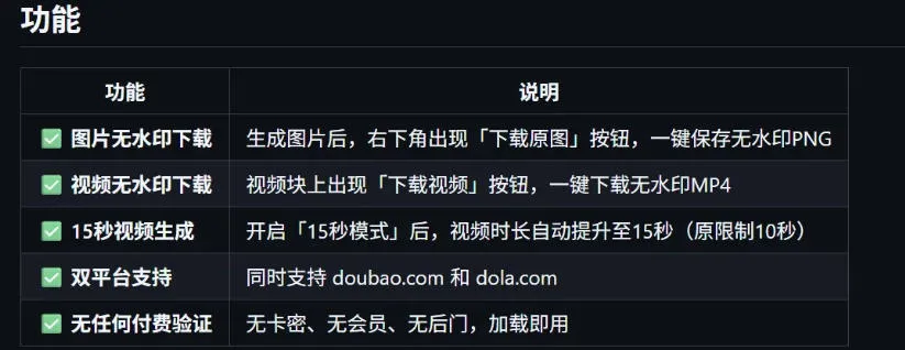 豆包生成15秒视频——浏览器插件,开源免费,纯净无验证,无需任何激活码-知云阁资源站