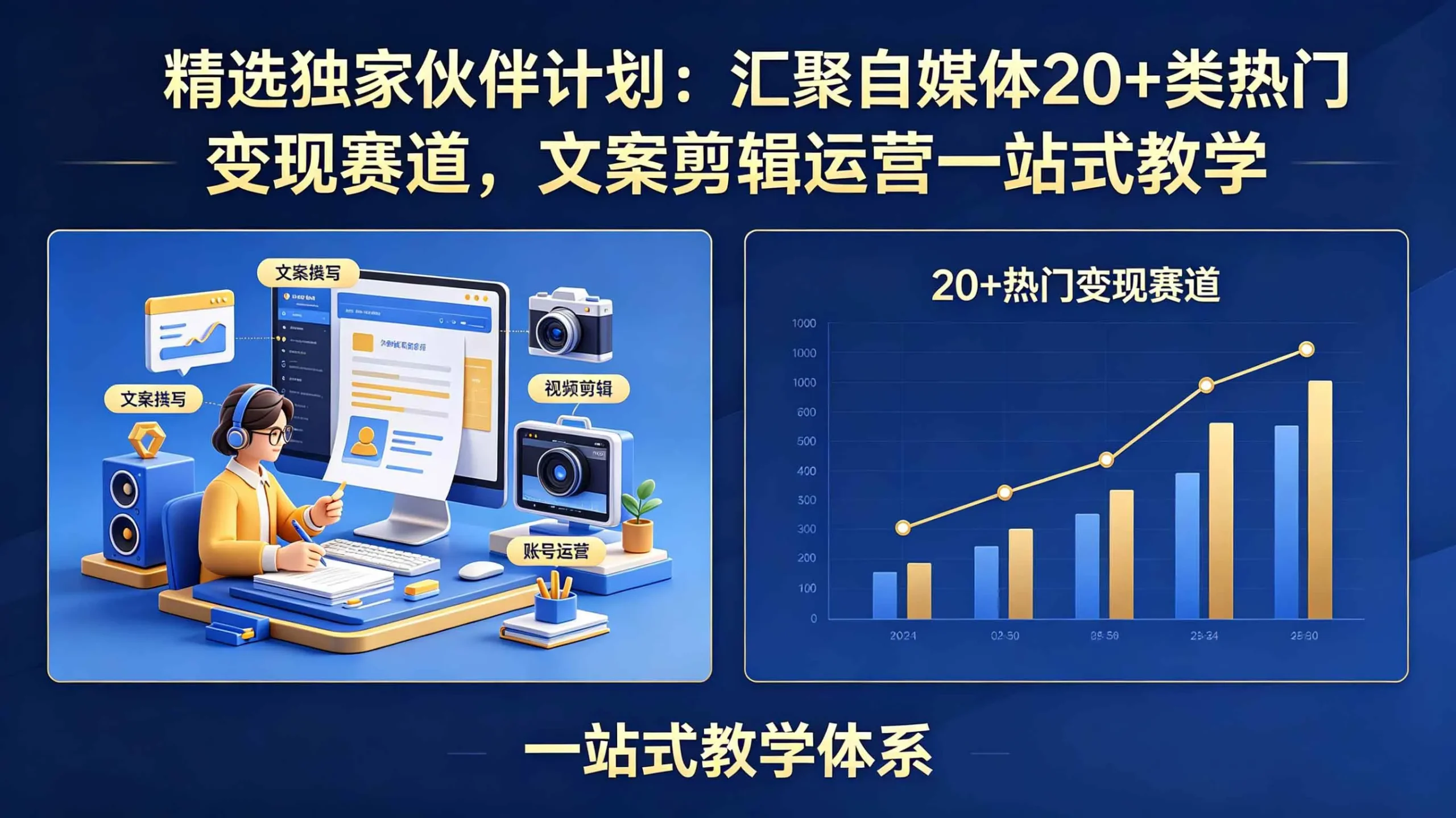 (18478期)精选独家伙伴计划:汇聚自媒体20+类热门变现赛道,文案剪辑运营一站式教学-知云阁资源站