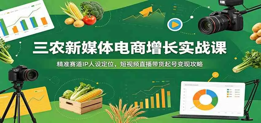 三农新媒体电商增长实战课：精准赛道IP人设定位，短视频直播带货起号变现攻略-知云阁资源站