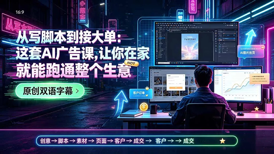 从写脚本到接大单:这套AI广告课,让你在家就能跑通整个生意【原创双语字幕】-知云阁资源站