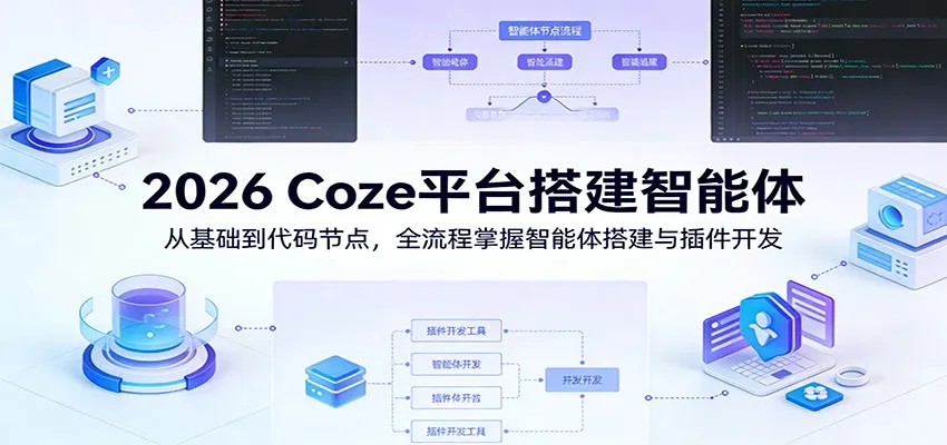 2026 Coze平台搭建智能体:从基础到代码节点,全流程掌握智能体搭建与插件开发-知云阁资源站