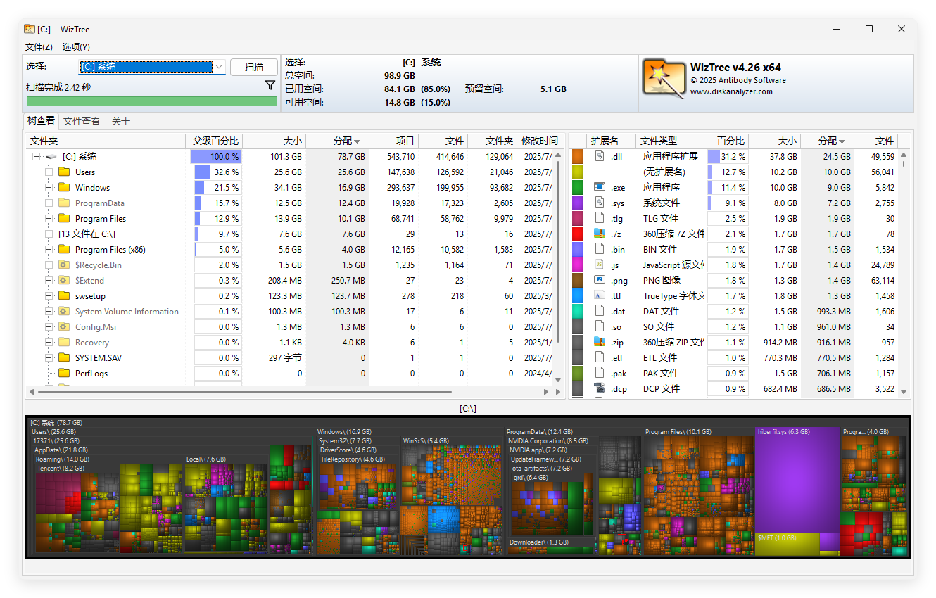 WizTree磁盘分析工具v4.30便携版-知云阁资源站