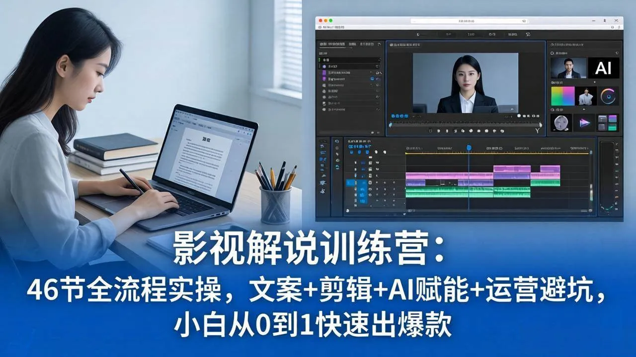 （18053期）影视解说特训营：46节全流程实操，文案+剪辑+AI赋能+运营避坑，小白从0到1快速出爆款-知云阁资源站