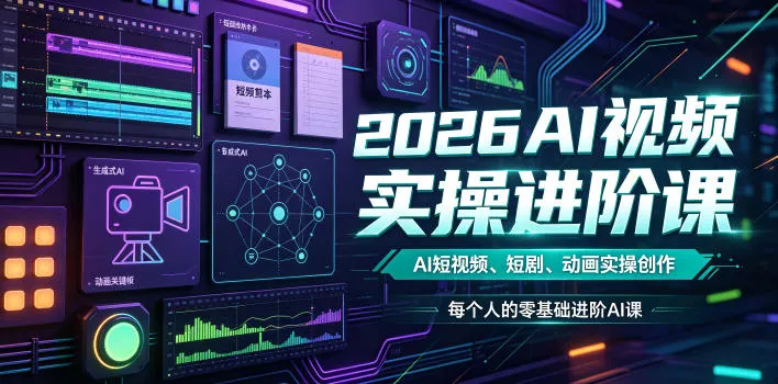2026AI视频实操进阶课,AI短视频、短剧、动画实操创作,每个人的零基础进阶ai课-知云阁资源站