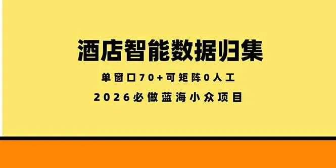 （18500期）酒店智能数据归集，小众蓝海已经稳定半年之久，单窗口70+零成本矩阵开干-知云阁资源站