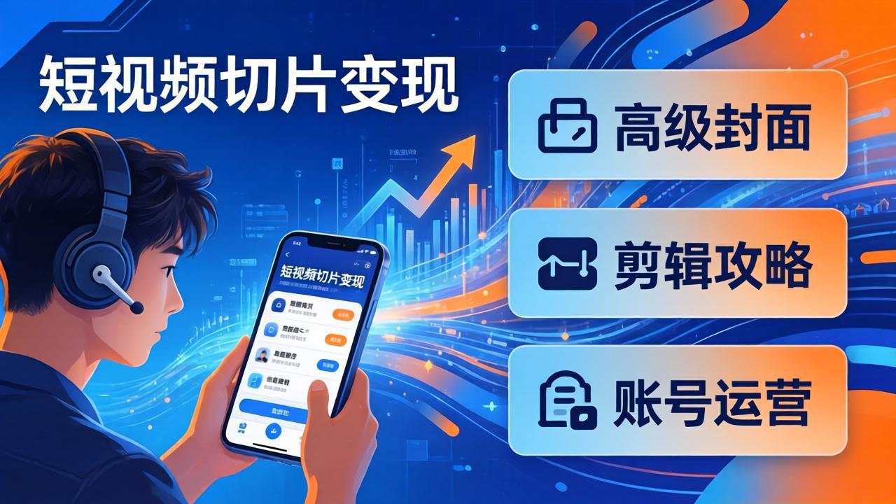 短视频切片变现速成班2.0：高级封面+剪辑攻略+账号运营，0基础小白快速入局副业-知云阁资源站