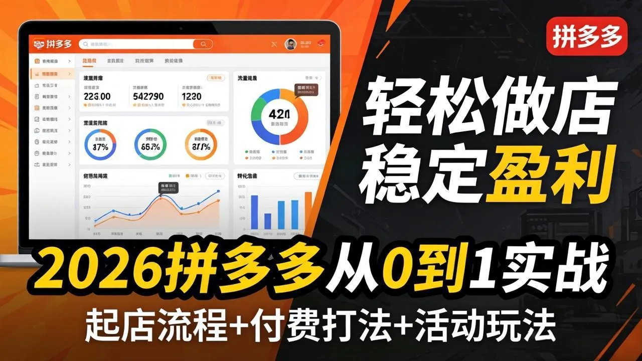 2026拼多多从0到1实战-4月更新:最新起店流程+付费打法+活动玩法,轻松做店稳定盈利-知云阁资源站