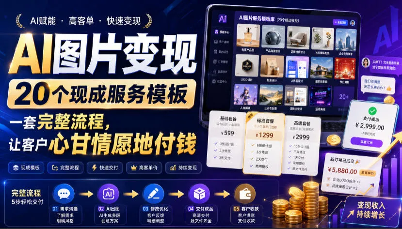 AI图片变现,20个现成服务模板,一套完整流程,让客户心甘情愿地付钱【原创双语字幕】-知云阁资源站