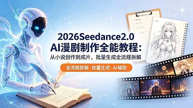 (18537期)2026Seedance2.0 AI制作全能教程:从小说创作到成片,批量生成全流程拆解-知云阁资源站