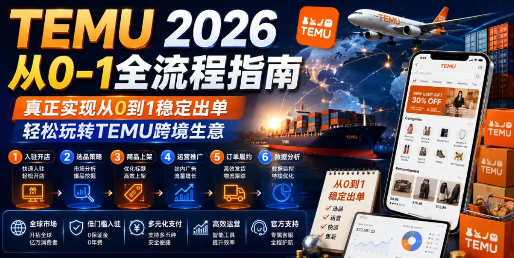 TEMU 2026从0-1全流程指南,真正实现从0到1稳定出单,轻松玩转TEMU跨境生意-知云阁资源站