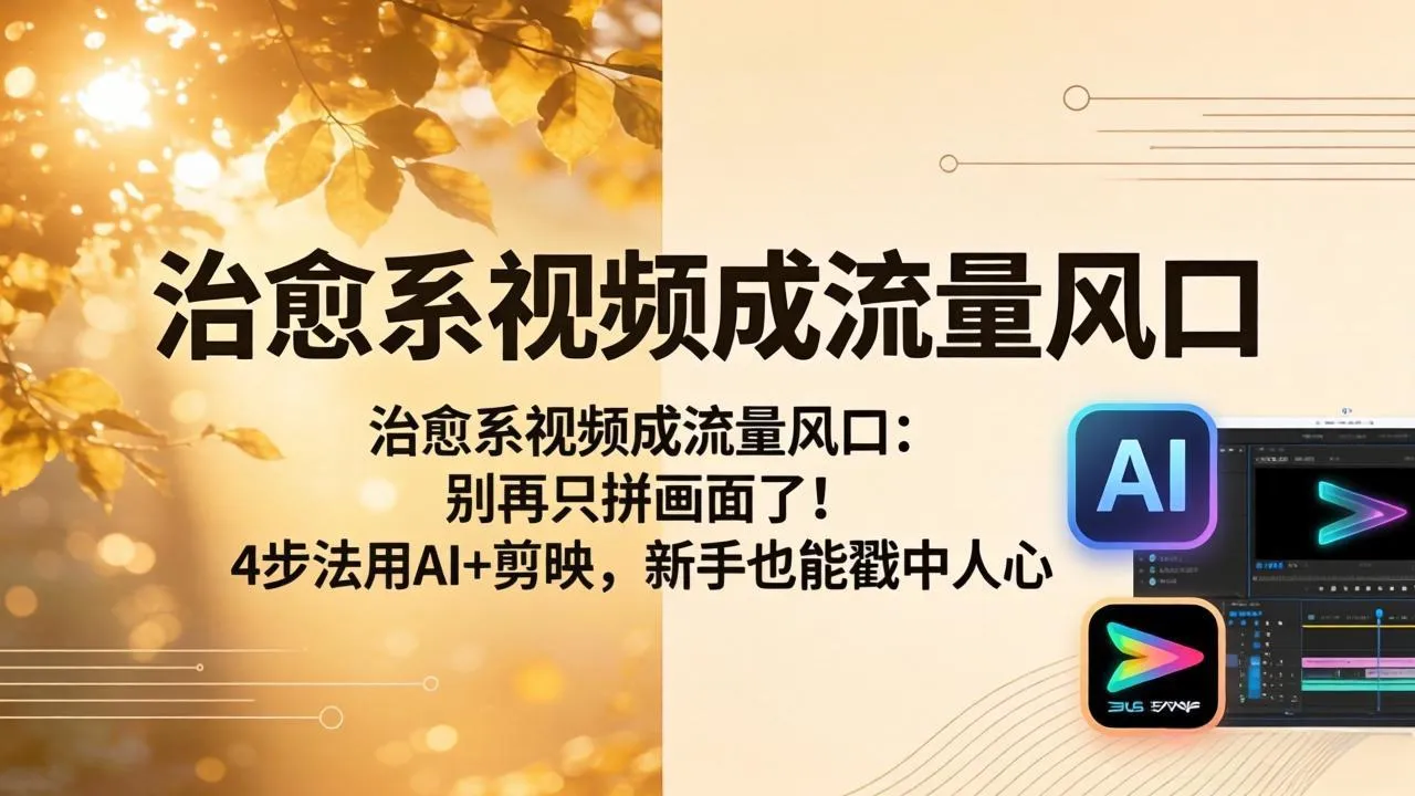 治愈系视频成流量风口:别再只拼画面了!4步法用AI+剪映,新手也能戳中人心-知云阁资源站