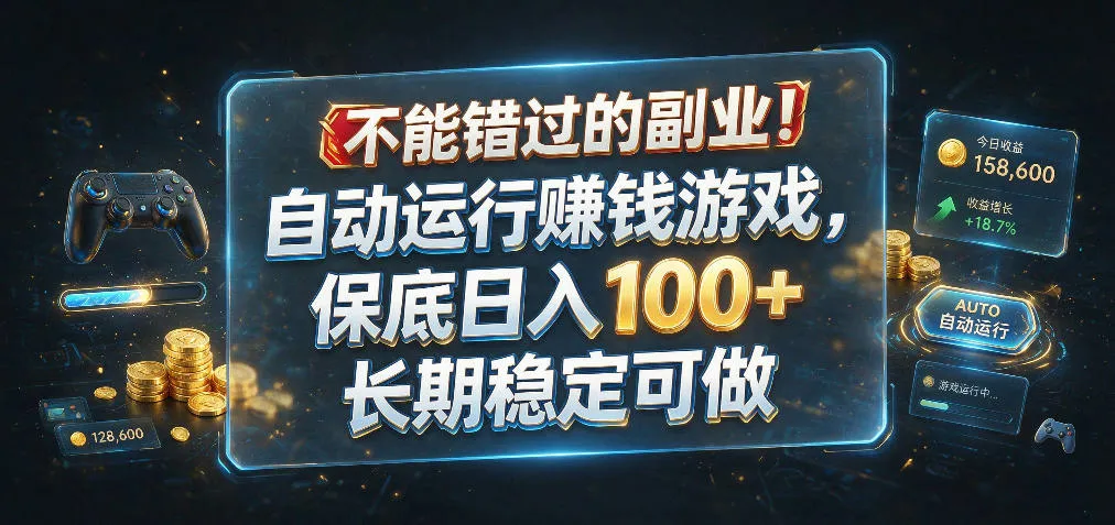 不能错过的副业!自动运行賺钱游戏,保底日入100+,长期稳定可做【揭秘】-知云阁资源站