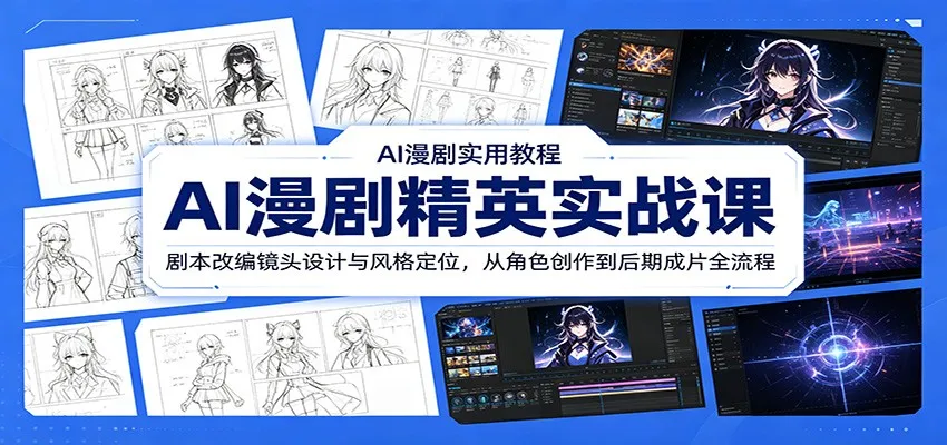 AI漫剧精英实战课:剧本改编镜头设计与风格定位,从角色创作到后期成片全流程-知云阁资源站