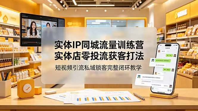 实体IP同城流量训练营：实体店零投流获客打法，短视频引流私域锁客完整闭环教学-知云阁资源站