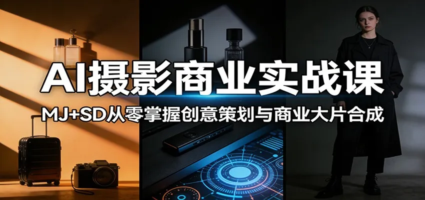 AI摄影商业实战课:MJ+SD从零掌握创意策划与商业大片合成-知云阁资源站