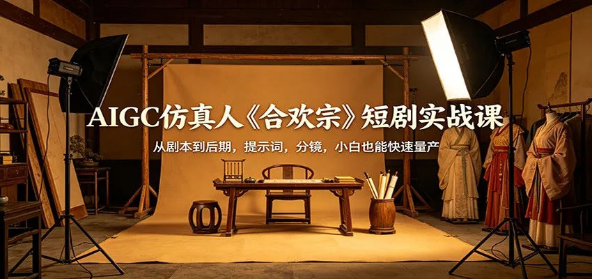 AIGC仿真人《合欢宗》短剧实战课：从剧本到后期，提示词，分镜，小白也能快速量产-知云阁资源站