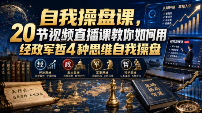 自我操盘课,20节视频直播课教你如何用经政军哲4种思维自我操盘-知云阁资源站