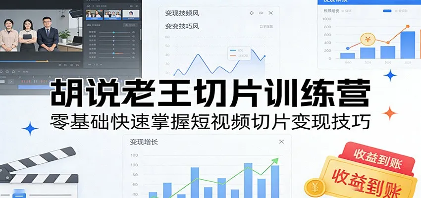 胡说老王切片训练营,零基础快速掌握短视频切片变现技巧-知云阁资源站