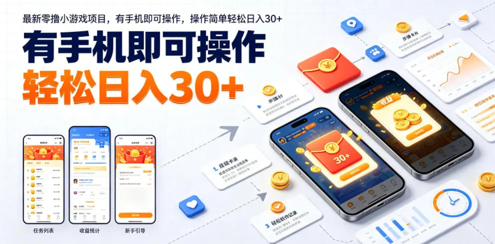 最新零撸小游戏项目，有手机即可操作，操作简单轻松日入30+-知云阁资源站