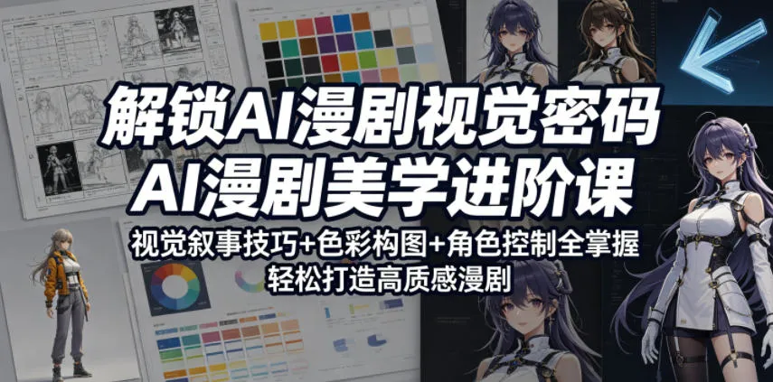 解锁AI漫剧视觉密码,AI漫剧美学进阶课,视觉叙事技巧+色彩构图+角色控制全掌握,轻松打造高质感漫剧-知云阁资源站