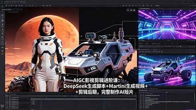 (18475期)AIGC影视剪辑进阶课:DeepSeek生成脚本+Martini生成视频+剪辑后期,完整制作AI短片-知云阁资源站