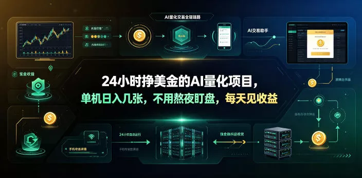 24小时挣美金的AI量化项目，单机日入几十美刀，不用熬夜盯盘，每天见收益【揭秘】-知云阁资源站