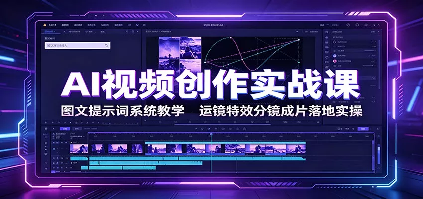 AI视频创作实战课:图文提示词系统教学,运镜特效分镜成片落地实操-知云阁资源站