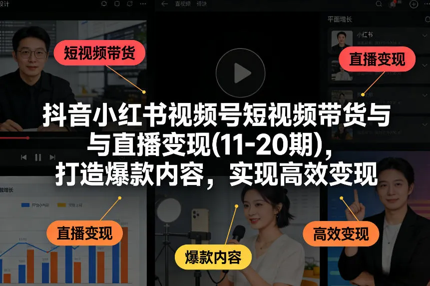 抖音小红书视频号短视频带货与直播变现(10-21期),打造爆款内容,实现高效变现(更新05月)-知云阁资源站