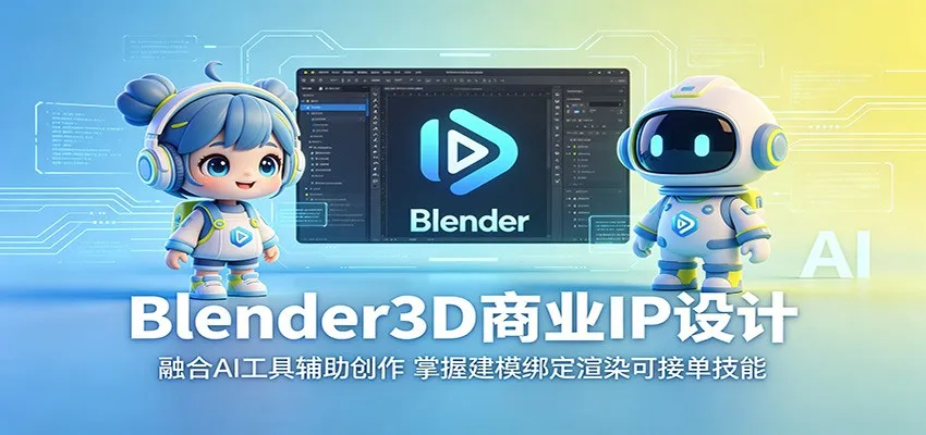 Blender3D商业IP设计：融合AI工具辅助创作，掌握建模绑定渲染可接单技能-知云阁资源站