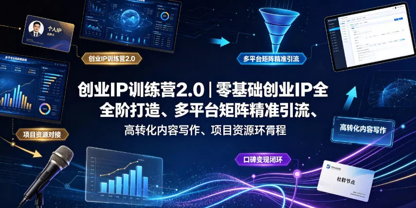 创业IP训练营2.0|零基础创业IP全阶打造、多平台矩阵精准引流、高转化内容写作、项目资源对接与口碑变现闭环课程-知云阁资源站