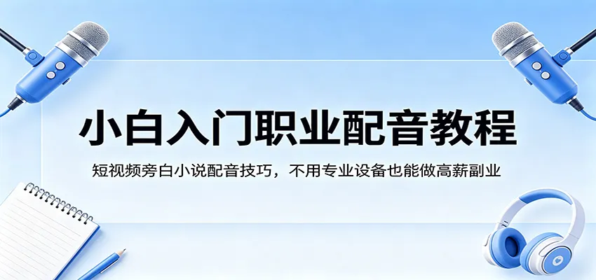 小白入门职业配音教程,短视频旁白小说配音技巧,不用专业设备也能做高薪副业 小白入门职业配音教程,短视频旁白小说配音技巧,不用专业设备也能做高薪副业