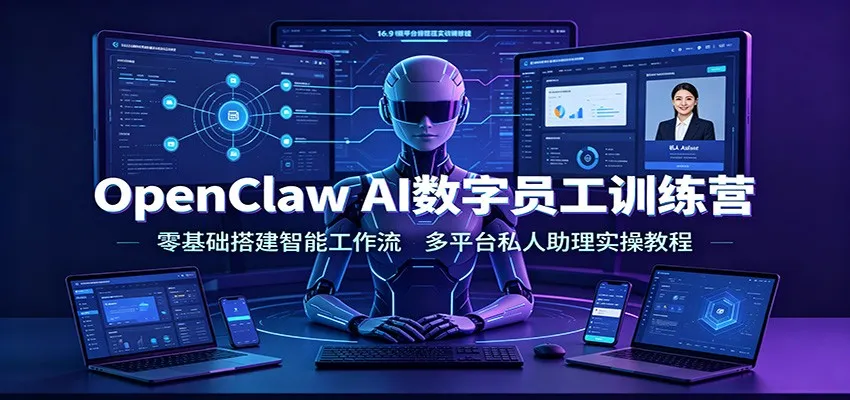 OpenClaw AI数字员工训练营:零基础搭建智能工作流,多平台私人助理实操教程-知云阁资源站