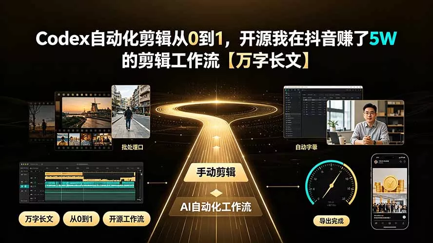 Codex自动化剪辑从0到1,开源我在抖音赚了5W 的剪辑工作流【万字长文】-知云阁资源站