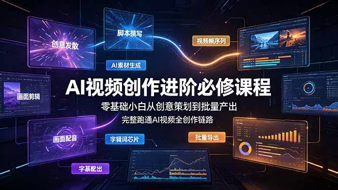 AI视频创作进阶必修课程：零基础小白从创意策划到批量产出，完整跑通AI视频全创作链路-知云阁资源站