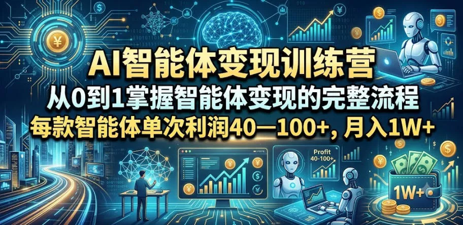 AI智能体变现训练营，从0到1掌握智能体变现的完整流程，每款智能体单次利润40—100+，月入1W+-知云阁资源站