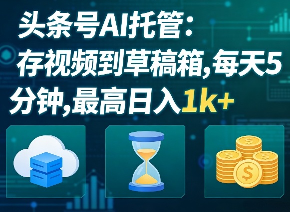 头条号AI托管,我存视频到你草稿箱,每天5分钟,最高日入1k+【揭秘】-知云阁资源站
