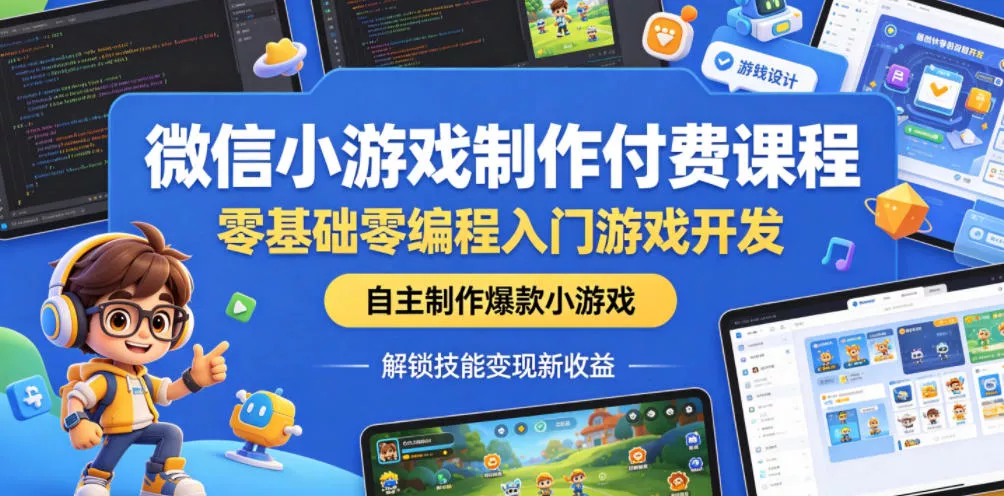 微信小游戏制作付费课程,零基础零编程入门游戏开发,自主制作爆款小游戏,解锁技能变现新收益-知云阁资源站