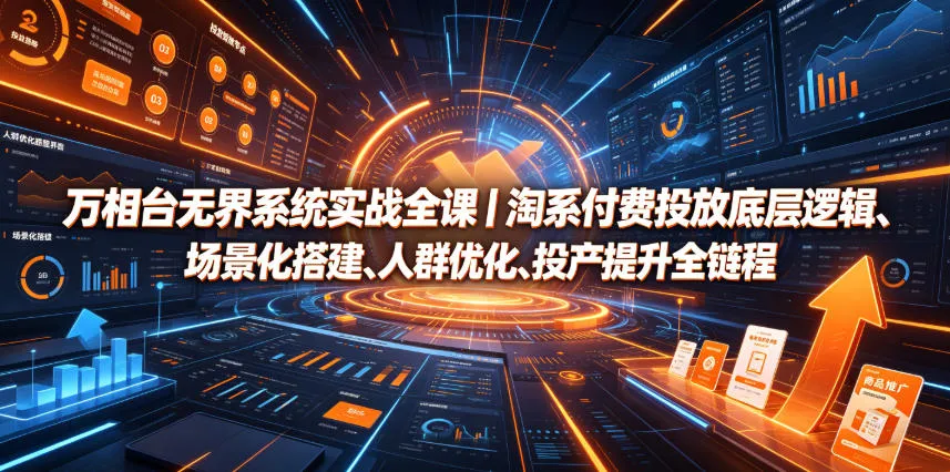 万相台无界系统实战全课|淘系付费投放底层逻辑、场景化搭建、人群优化、投产提升全链路运营教程-知云阁资源站