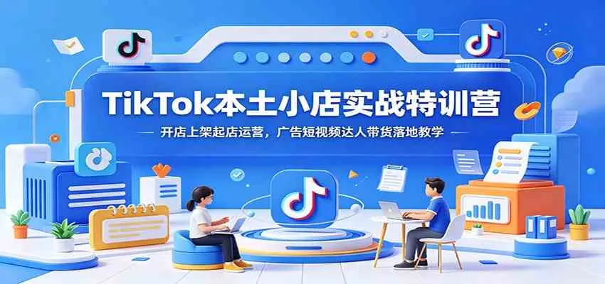 TikTok本土小店实战特训营：开店上架起店运营，广告短视频达人带货落地教学-知云阁资源站