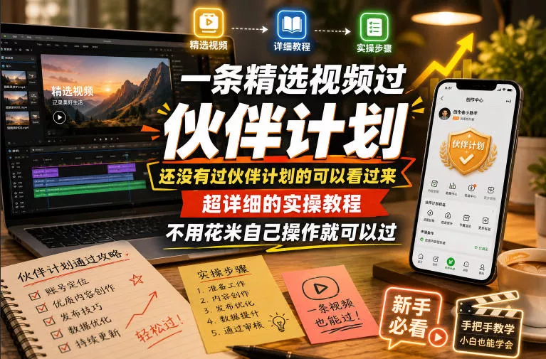 一条精选视频过伙伴计划,还没有过伙伴计划的可以看过来,超详细的实操教程,不用花米自己操作就可以过-知云阁资源站