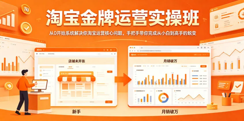 淘宝金牌运营实操班,从0开始系统解决你淘宝运营核心问题,手把手带你完成从小白到高手的蜕变-知云阁资源站