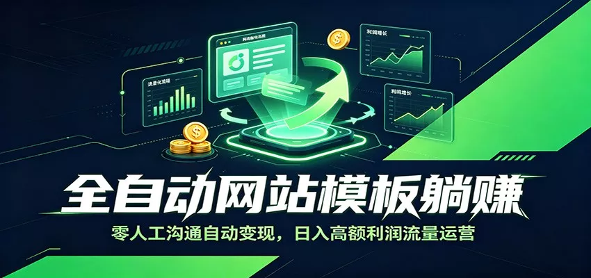 全自动网站模板躺赚:零人工沟通自动变现,日入高额利润流量运营-知云阁资源站