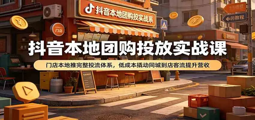 抖音本地团购投放实战课：门店本地推完整投流体系，低成本撬动同城到店客流提升营收-知云阁资源站