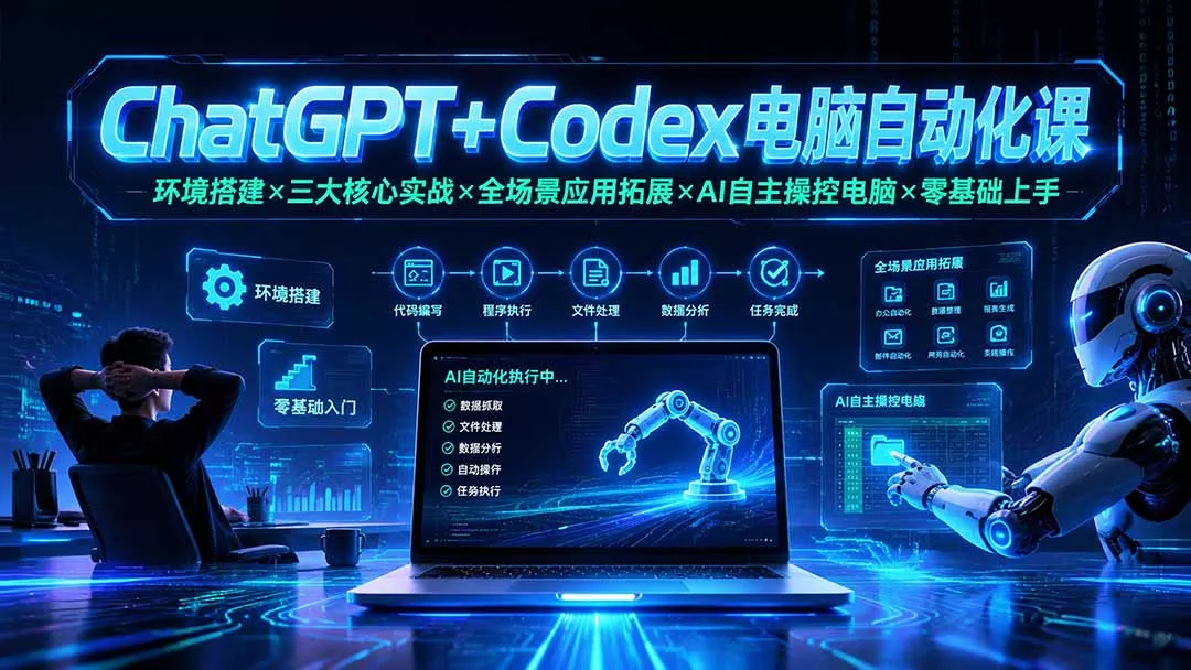 ChatGPT+Codex电脑自动化课：环境搭建×三大核心实战×全场景应用拓展×AI自主操控电脑×零基础上手-知云阁资源站