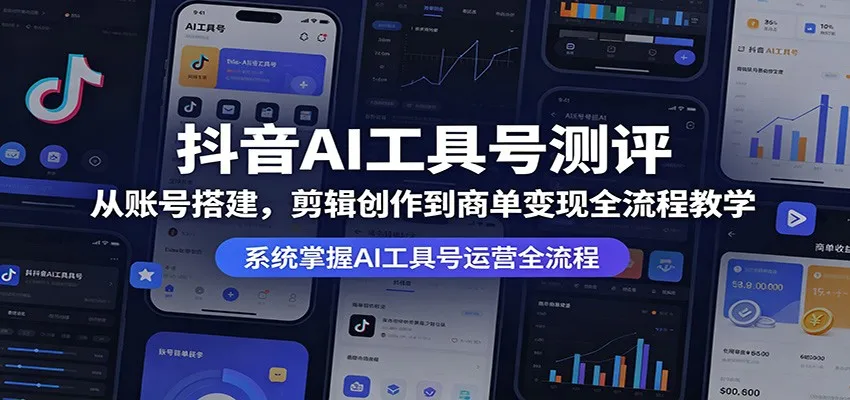 抖音AI工具号测评:从账号搭建,剪辑创作到商单变现全流程教学-知云阁资源站
