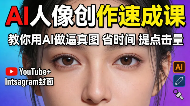 YouTube+Instagram封面没人点?AI人像创作速成课,教你用AI做逼真图,省时间还能提点击量! YouTube+Instagram封面没人点?AI人像创作速成课,教你用AI做逼真图,省时间还能提点击量!